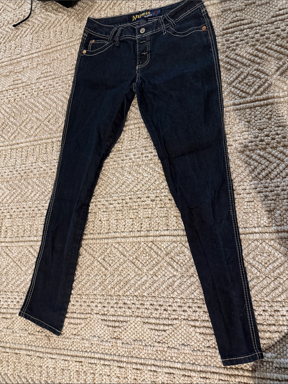 Angels Women's Skinny Jeans in Dark Indigo with Contrast Stitching